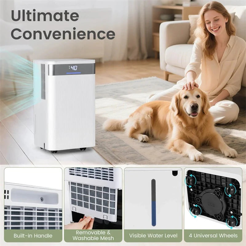 32 Pints 2000 sq ft Basement Dehumidifier with Drain Hose, 24H Timer & 3 Color Indicator, Quiet Portable Dehumidifier for Home, Bedroom, Bathroom