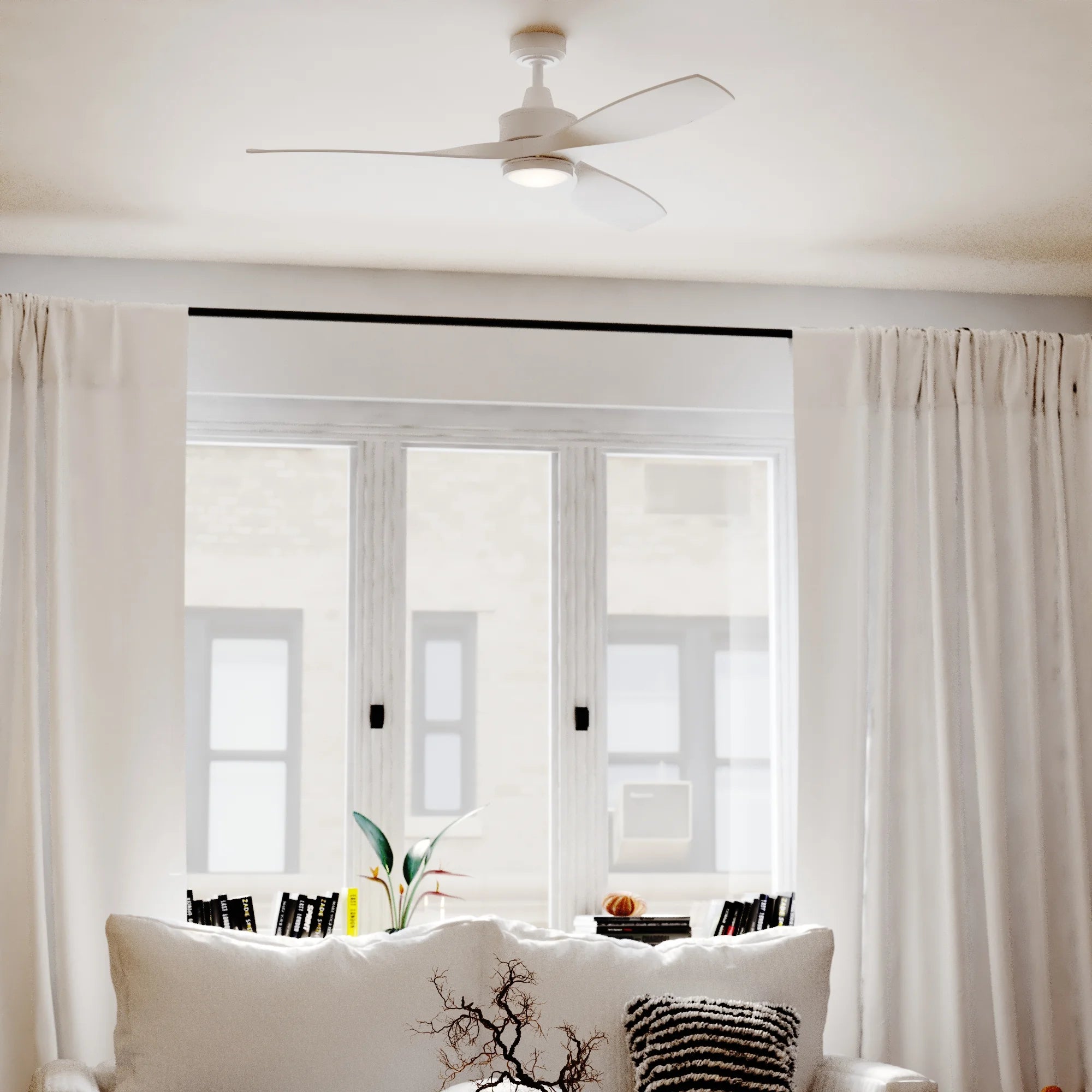 Vaxcel Curtiss Satin Brass Mid Century Modern MCM Wood Propeller Ceiling Fan with LED Light Kit and Remote