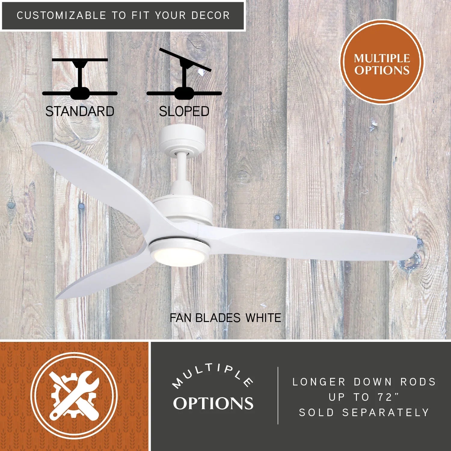 Vaxcel Curtiss Satin Brass Mid Century Modern MCM Wood Propeller Ceiling Fan with LED Light Kit and Remote