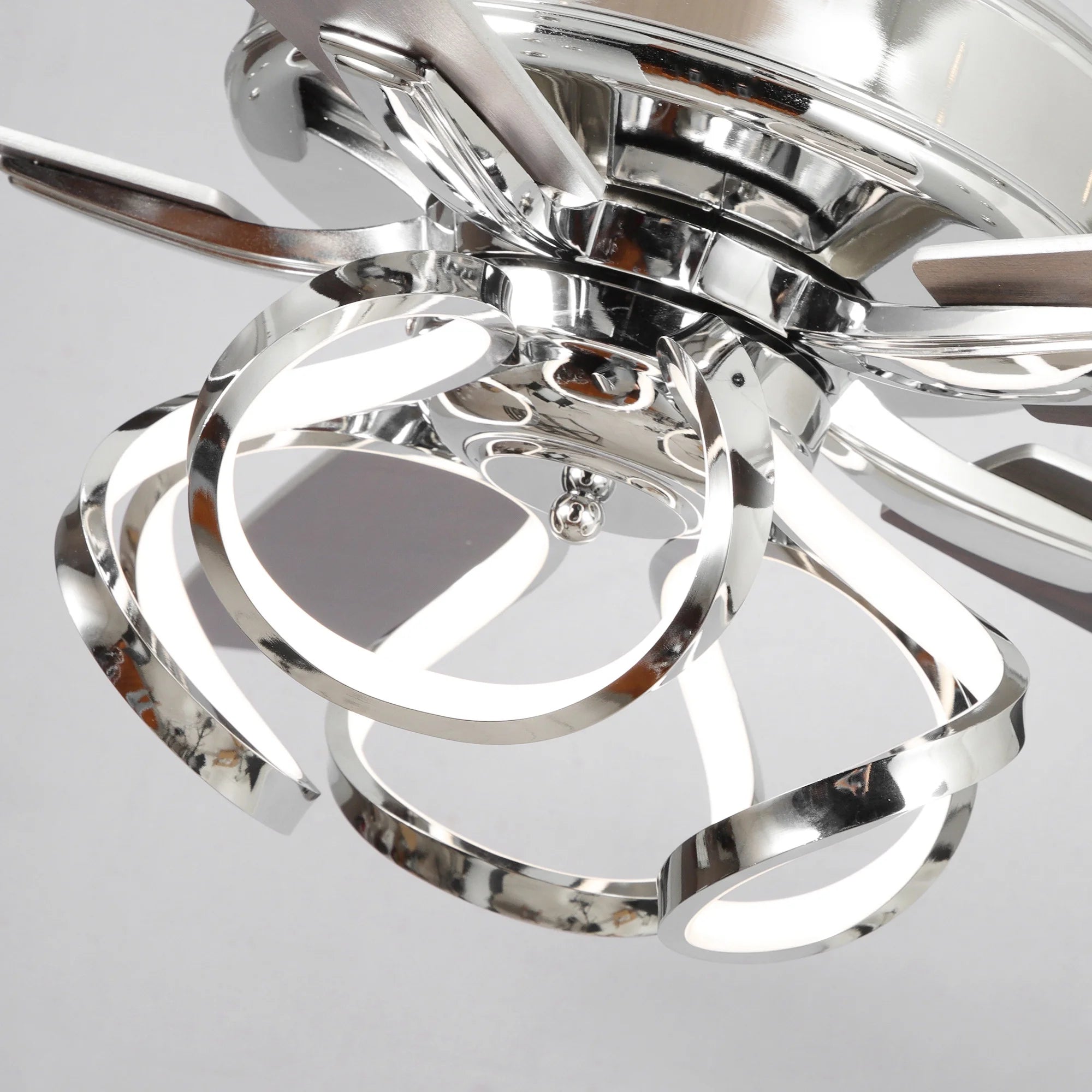 Parrot Uncle 52 Inch Contemporary Chrome Ceiling Fan with Integrated LED Lights and Remote Control