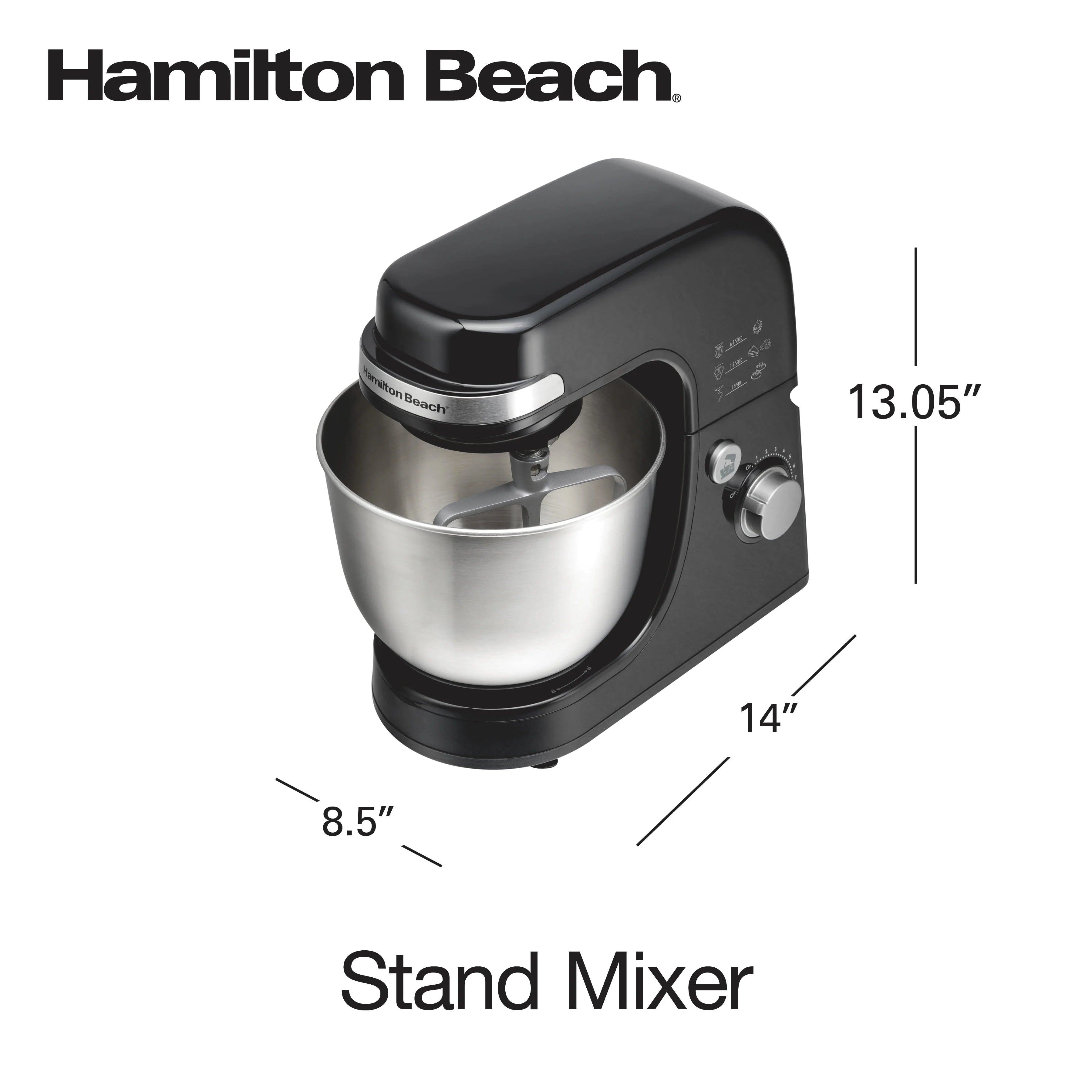 Hamilton Beach 4 Quart Stand Mixer for Kitchen, 7 Speeds, Tilt Head, Dough Hook, Whisk & Flat Beater, White