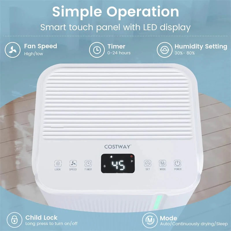 32 Pint Dehumidifier with 3.3FT Drain Hose, 24H Timer & 3 Color Indicator, 2000 sq ft Portable Dehumidifier for Basement, Bedroom, Bathroom