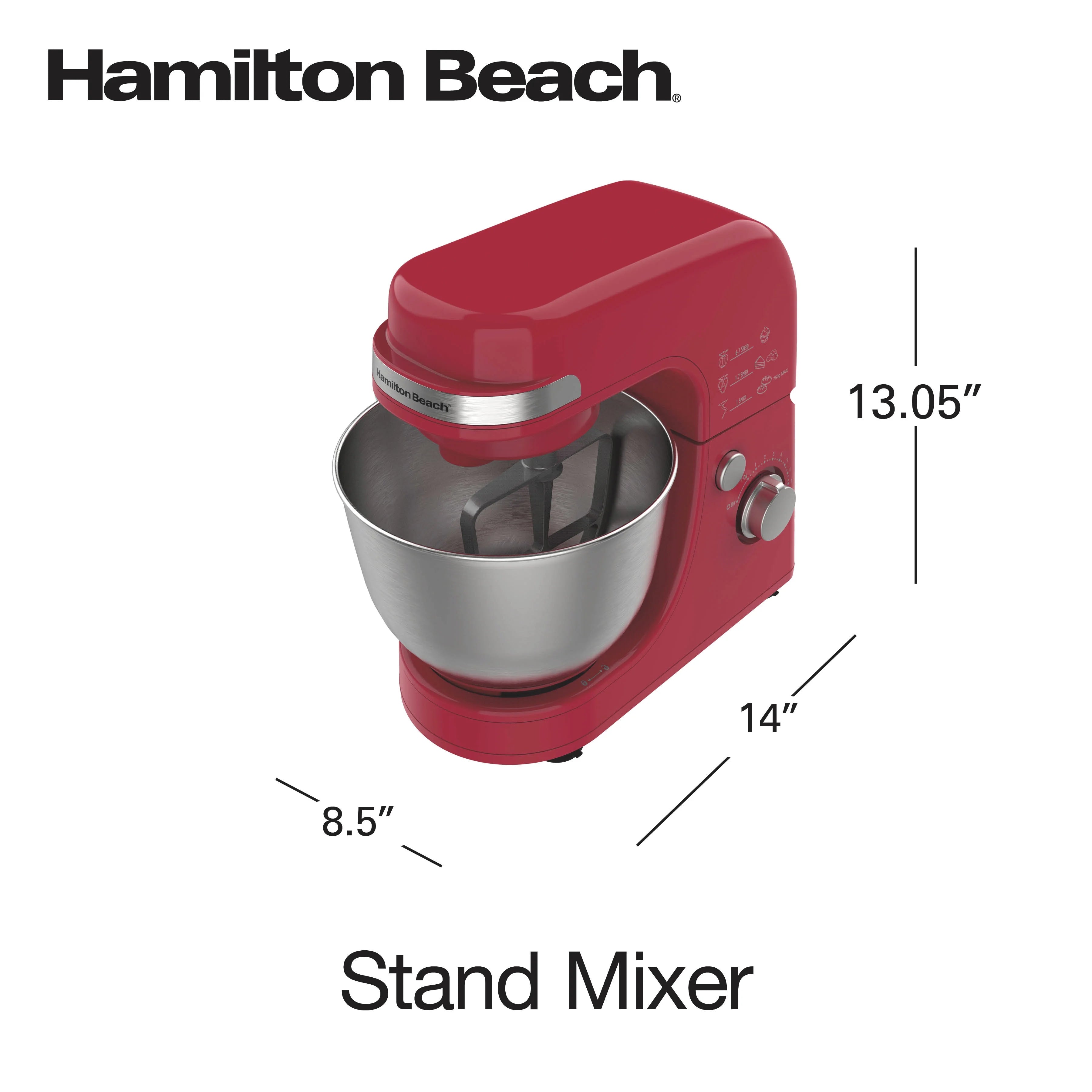 Hamilton Beach 4 Quart Stand Mixer for Kitchen, 7 Speeds, Tilt Head, Dough Hook, Whisk & Flat Beater, White
