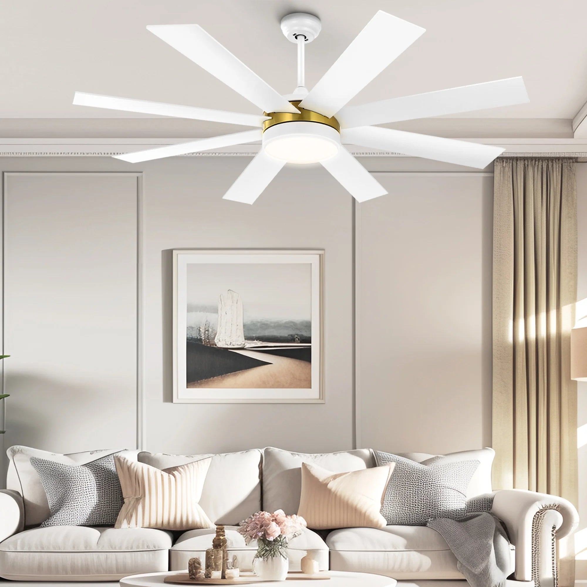 Dextrus 60 in Modern LED Outdoor/Indoor Ceiling Fan with Remote Control
