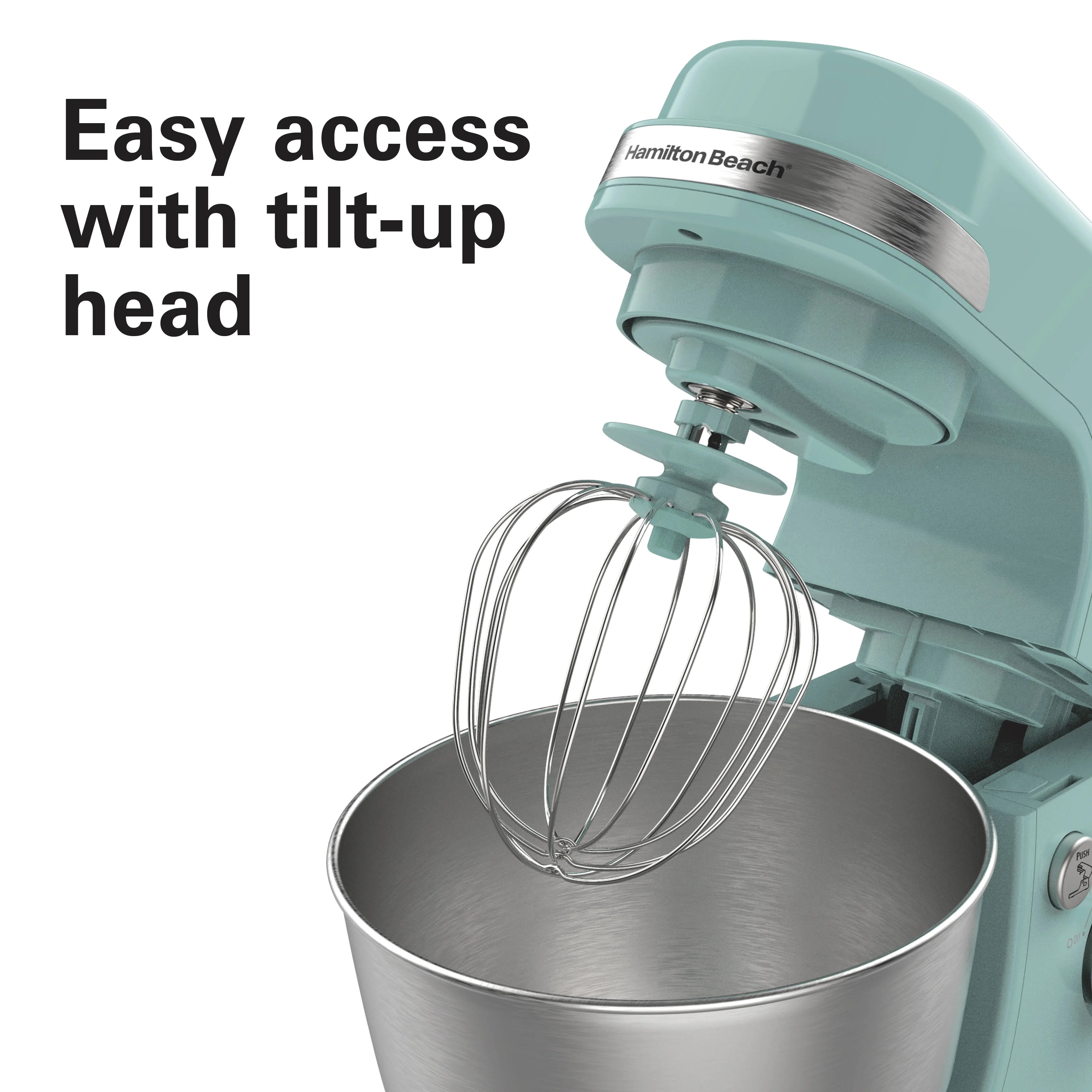 Hamilton Beach 4 Quart Stand Mixer for Kitchen, 7 Speeds, Tilt Head, Dough Hook, Whisk & Flat Beater, White