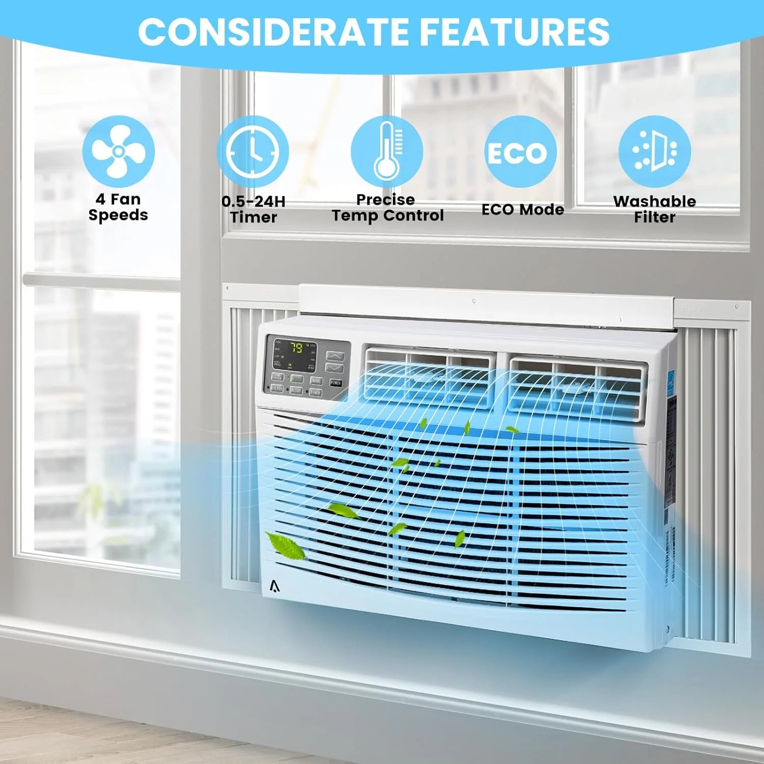 M Optimized 12000BTU Window Air Conditioner with Wi Fi Enabled, Remote Control, Air Conditioner Window Unit Cooling up to 550sq.ft, 115V Window AC