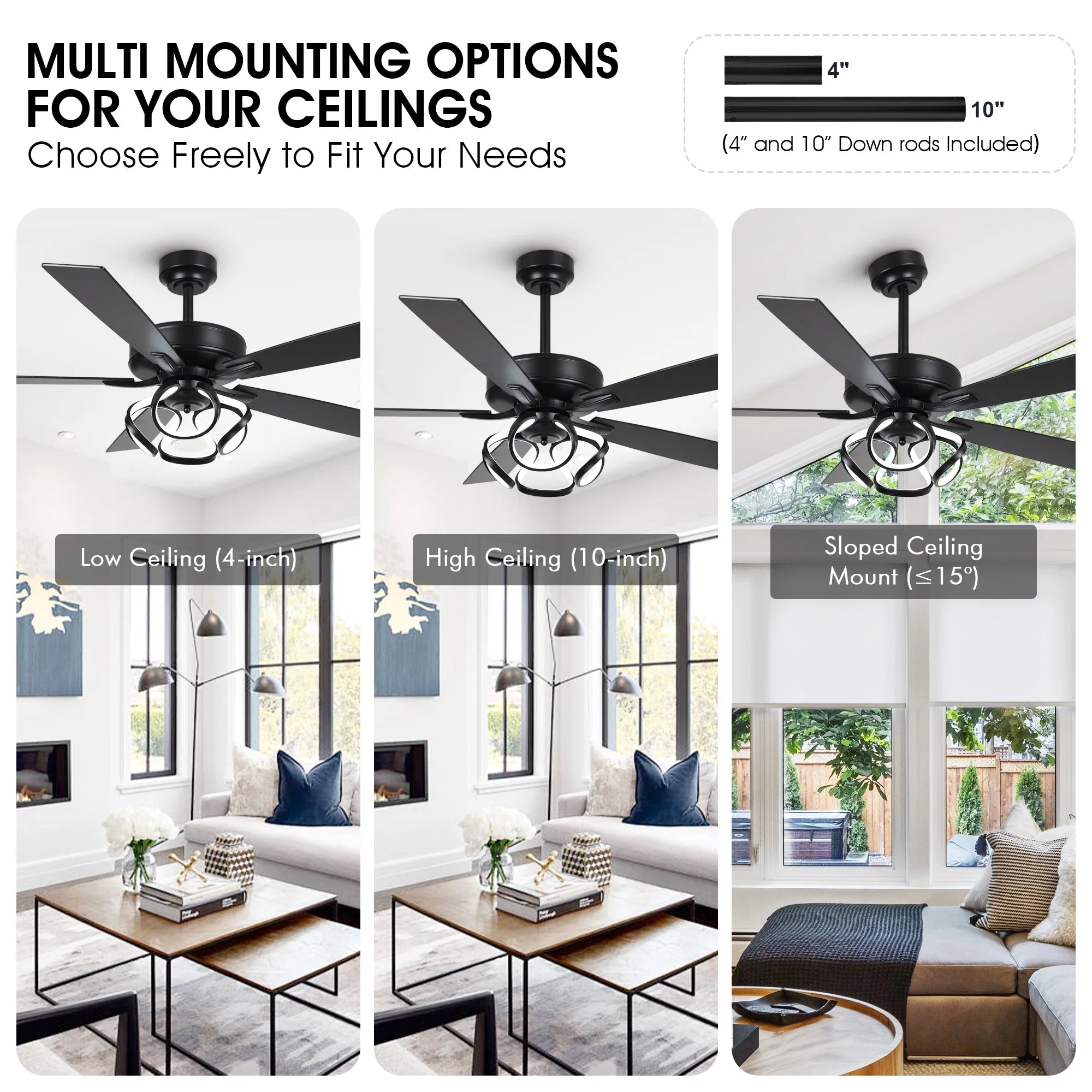 Parrot Uncle 52 Inch Contemporary Chrome Ceiling Fan with Integrated LED Lights and Remote Control