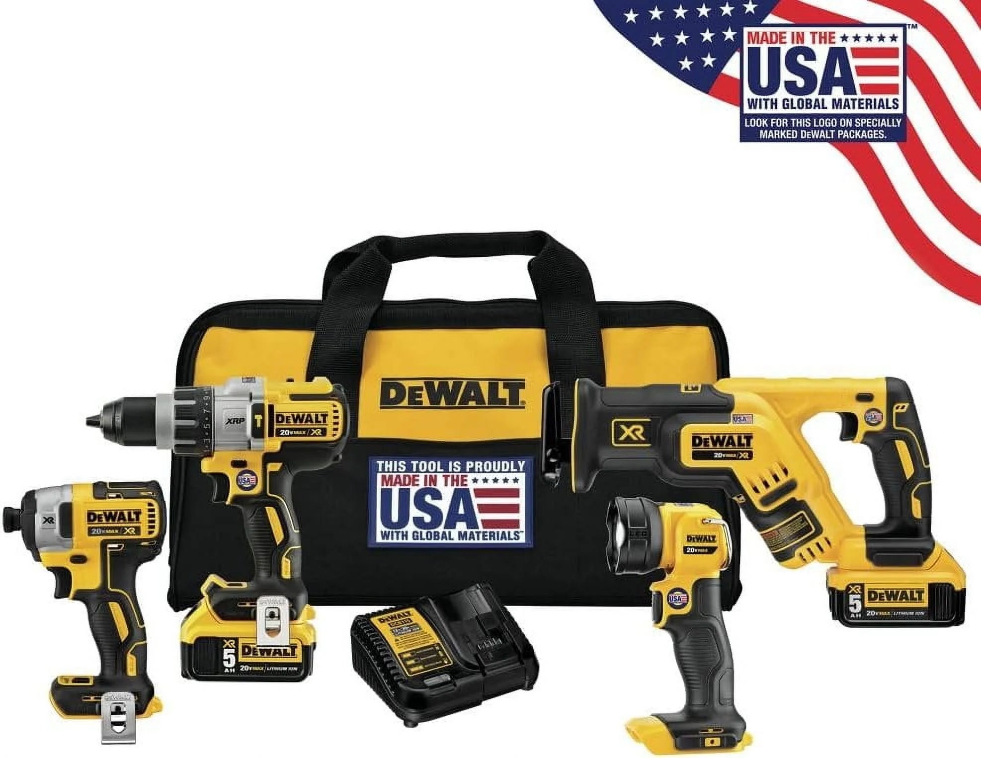DEWALT 20V MAX XR Cordless Drill Combo Kit, 4 Tool DCK494P2