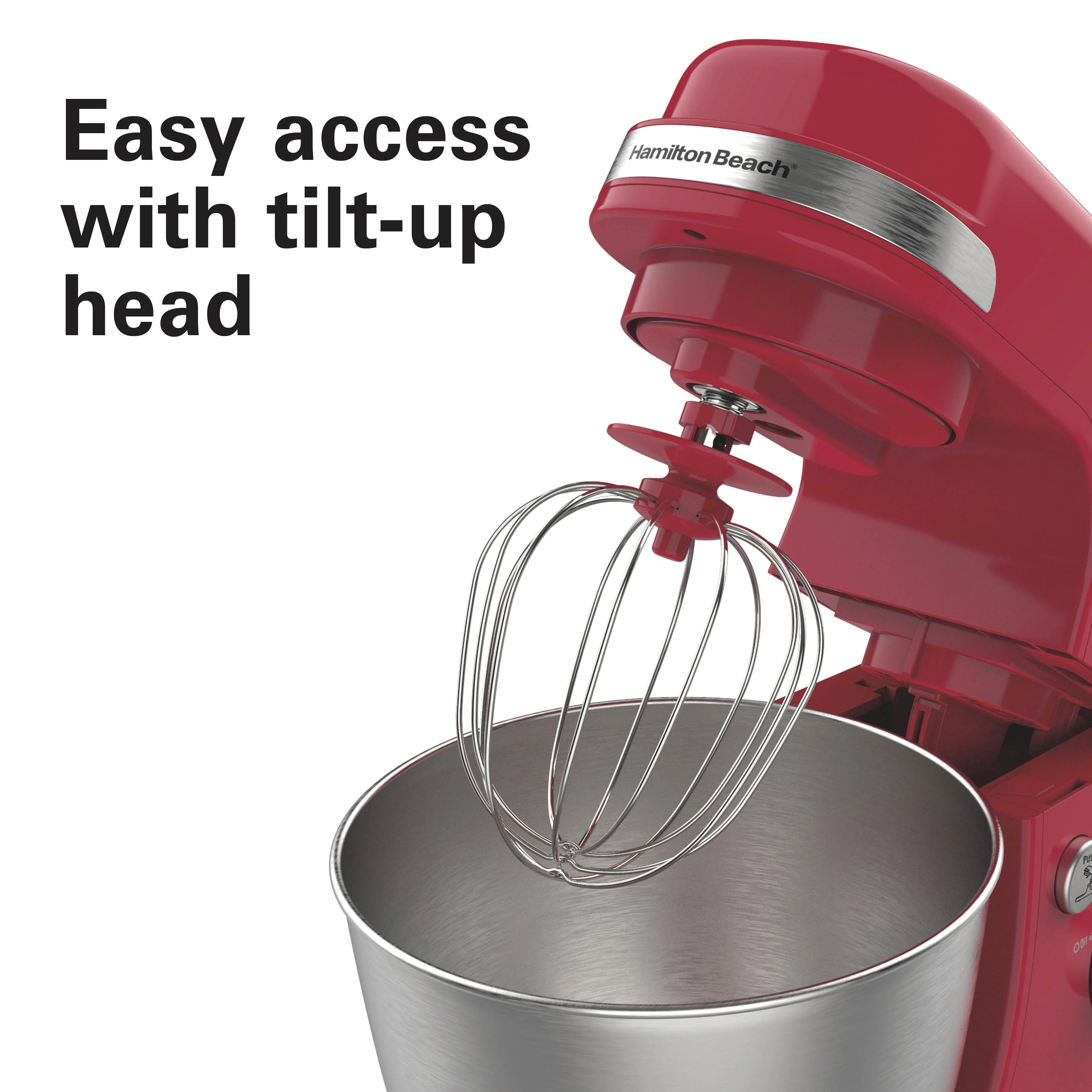 Hamilton Beach 4 Quart Stand Mixer for Kitchen, 7 Speeds, Tilt Head, Dough Hook, Whisk & Flat Beater, White