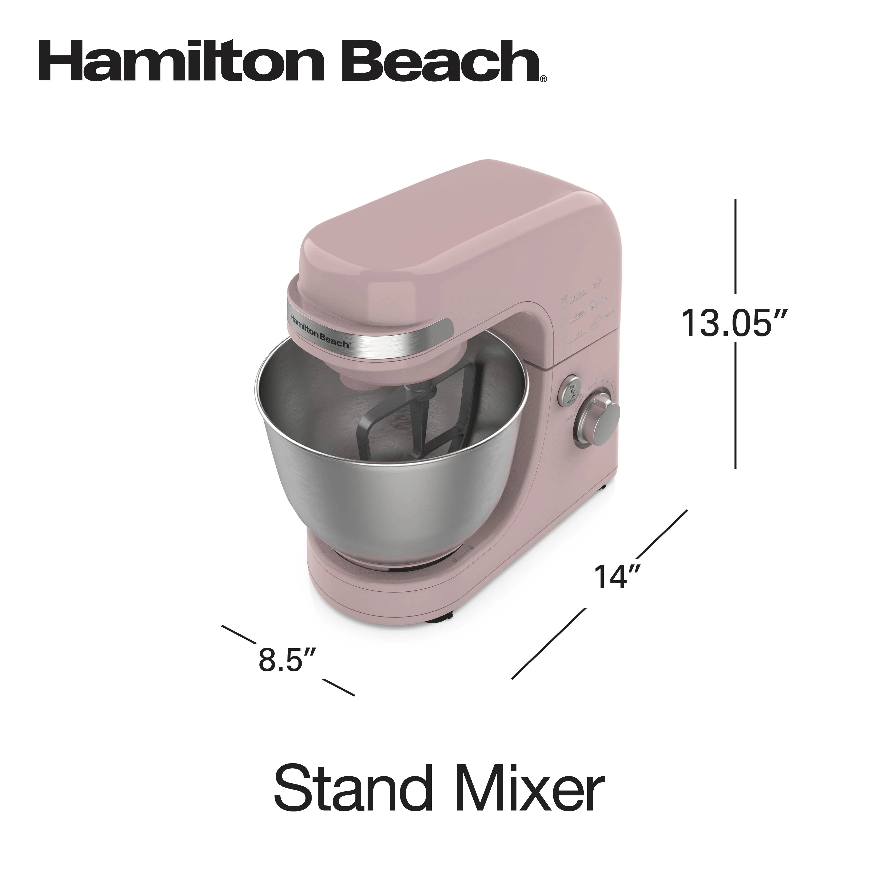 Hamilton Beach 4 Quart Stand Mixer for Kitchen, 7 Speeds, Tilt Head, Dough Hook, Whisk & Flat Beater, White