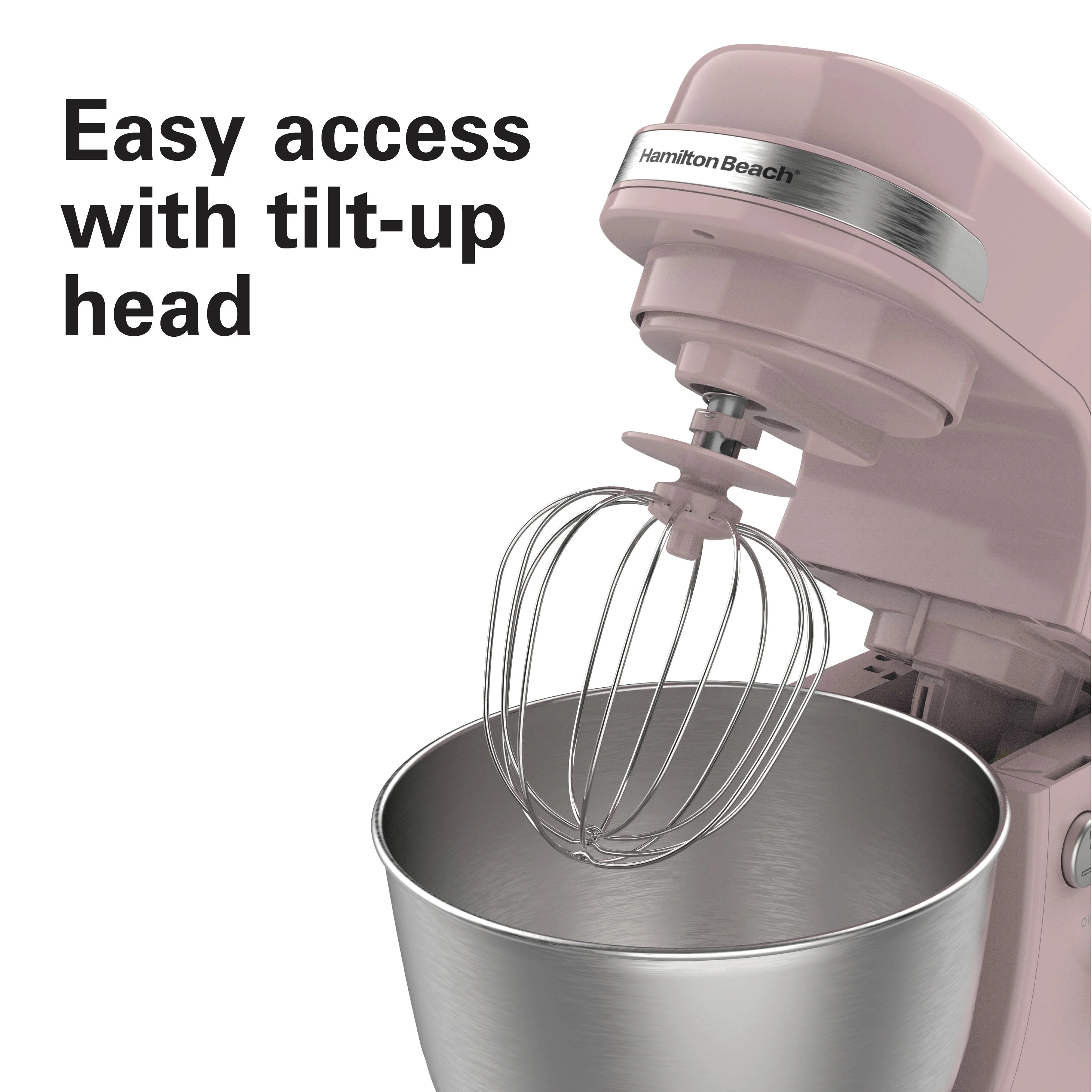Hamilton Beach 4 Quart Stand Mixer for Kitchen, 7 Speeds, Tilt Head, Dough Hook, Whisk & Flat Beater, White