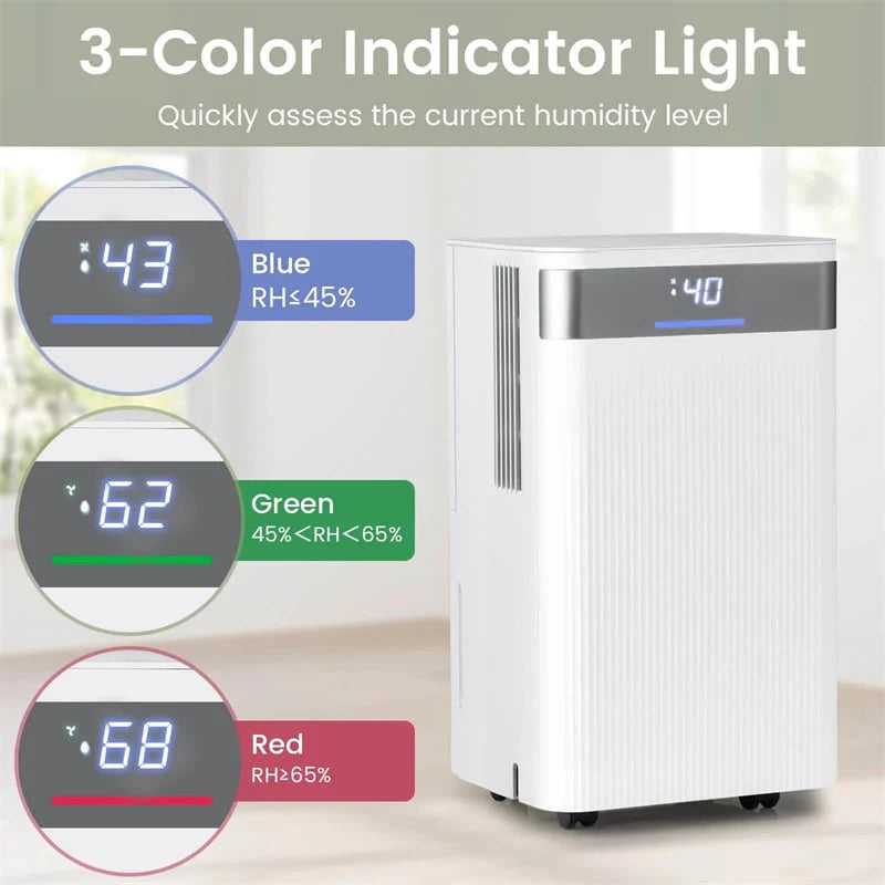 32 Pints 2000 sq ft Basement Dehumidifier with Drain Hose, 24H Timer & 3 Color Indicator, Quiet Portable Dehumidifier for Home, Bedroom, Bathroom