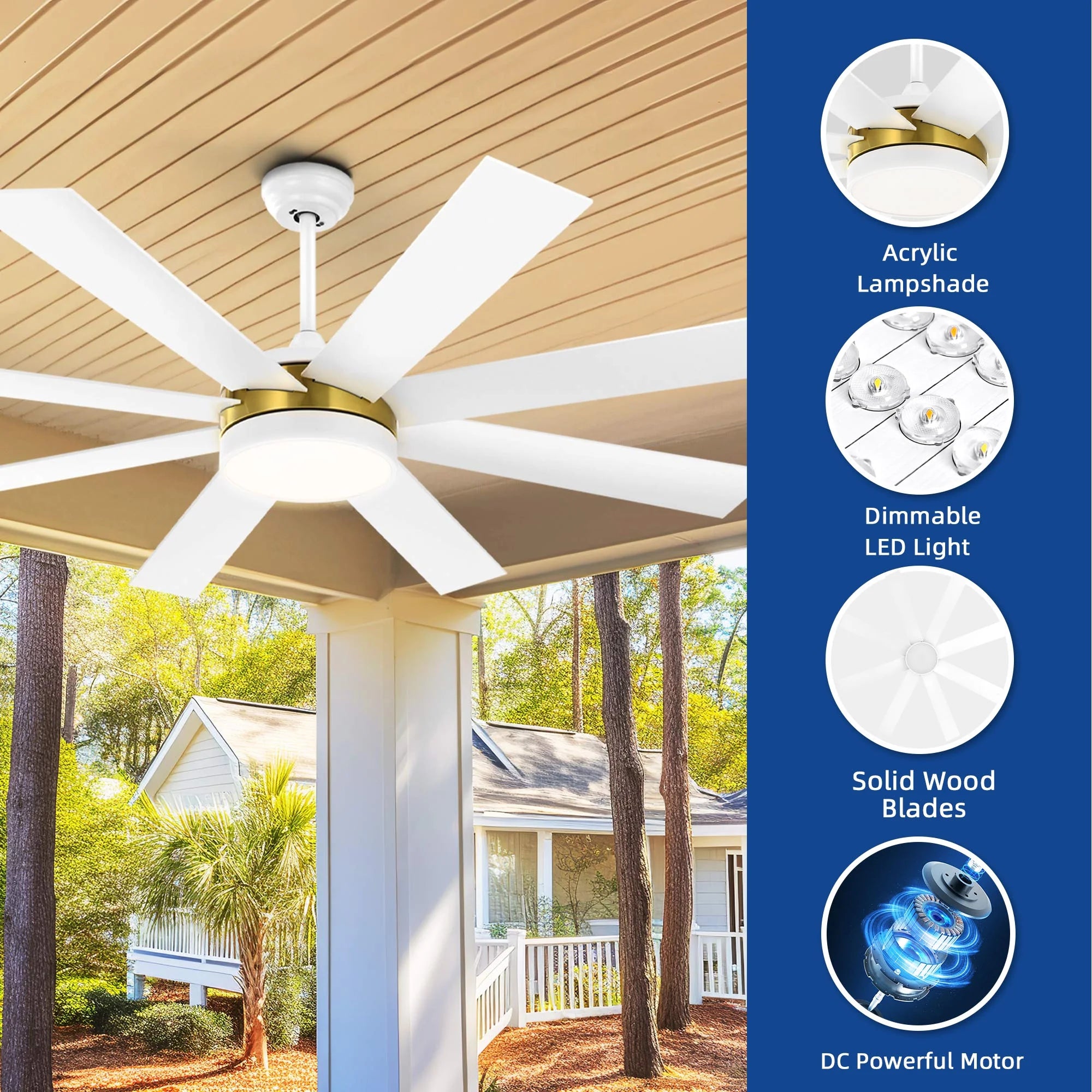Dextrus 60 in Modern LED Outdoor/Indoor Ceiling Fan with Remote Control