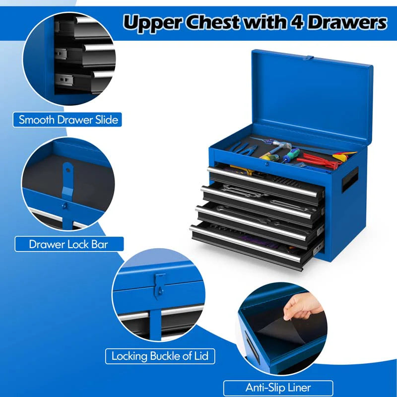 2 in 1 Rolling Tool Chest, 5-Drawer Tool Storage Cabinet with Wheels, Adjustable Shelf, Tool Box Organizer for Garage Warehouse Workshop