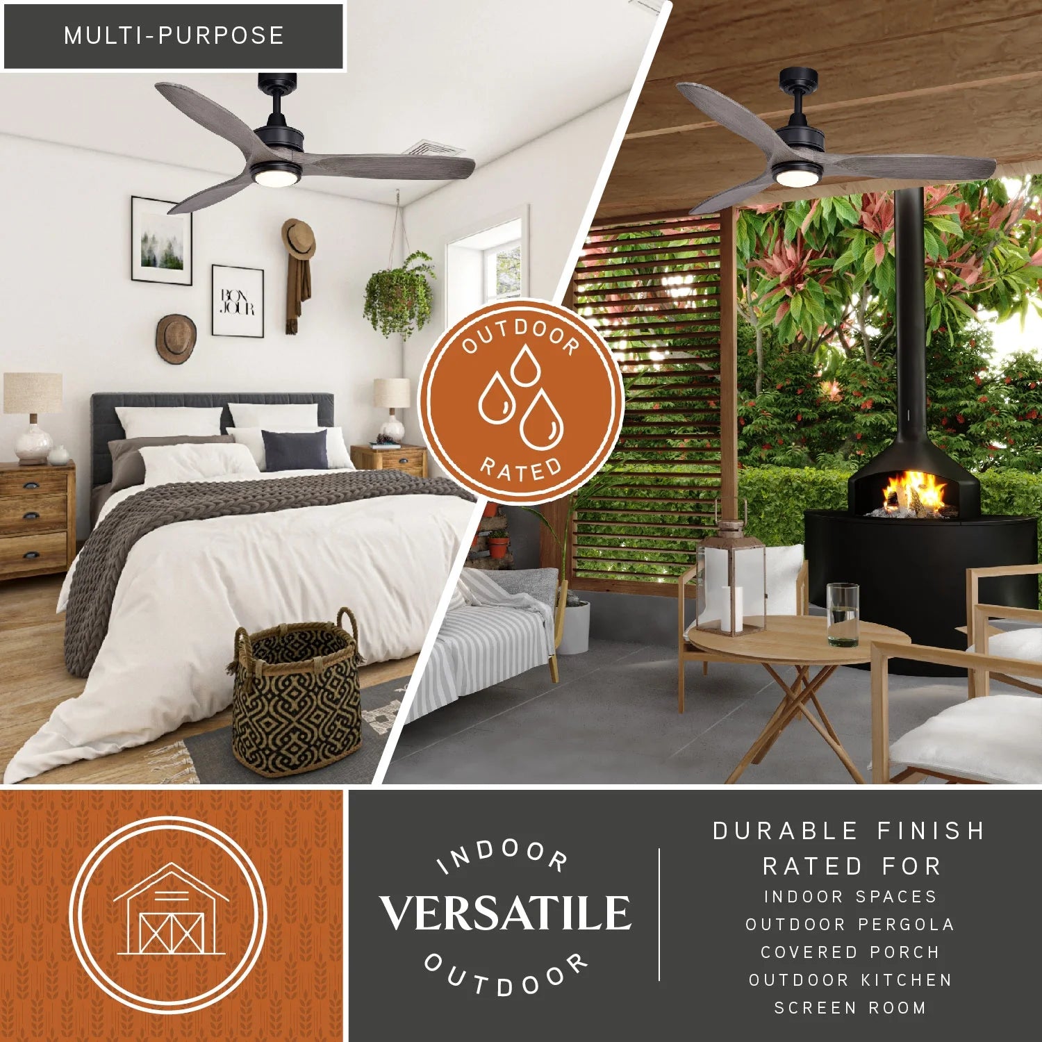 Vaxcel Curtiss Satin Brass Mid Century Modern MCM Wood Propeller Ceiling Fan with LED Light Kit and Remote