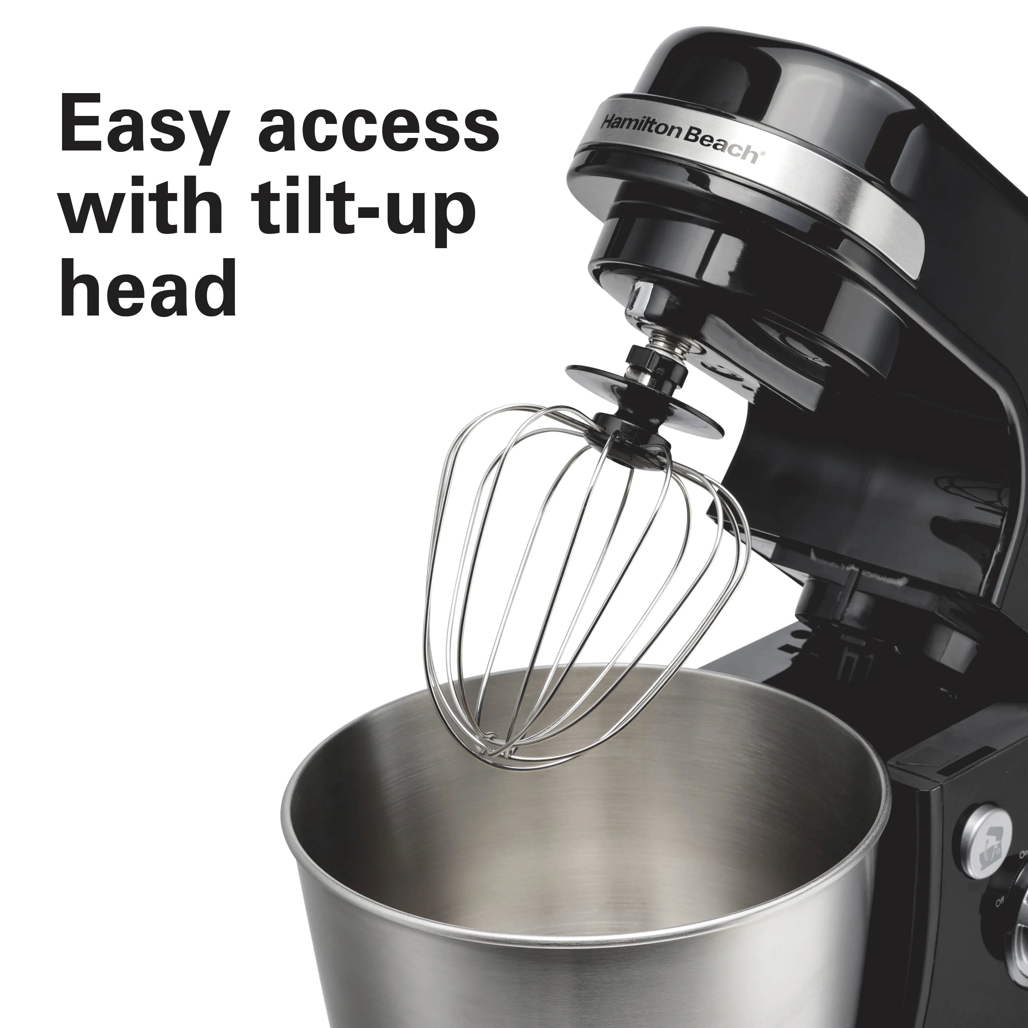 Hamilton Beach 4 Quart Stand Mixer for Kitchen, 7 Speeds, Tilt Head, Dough Hook, Whisk & Flat Beater, White