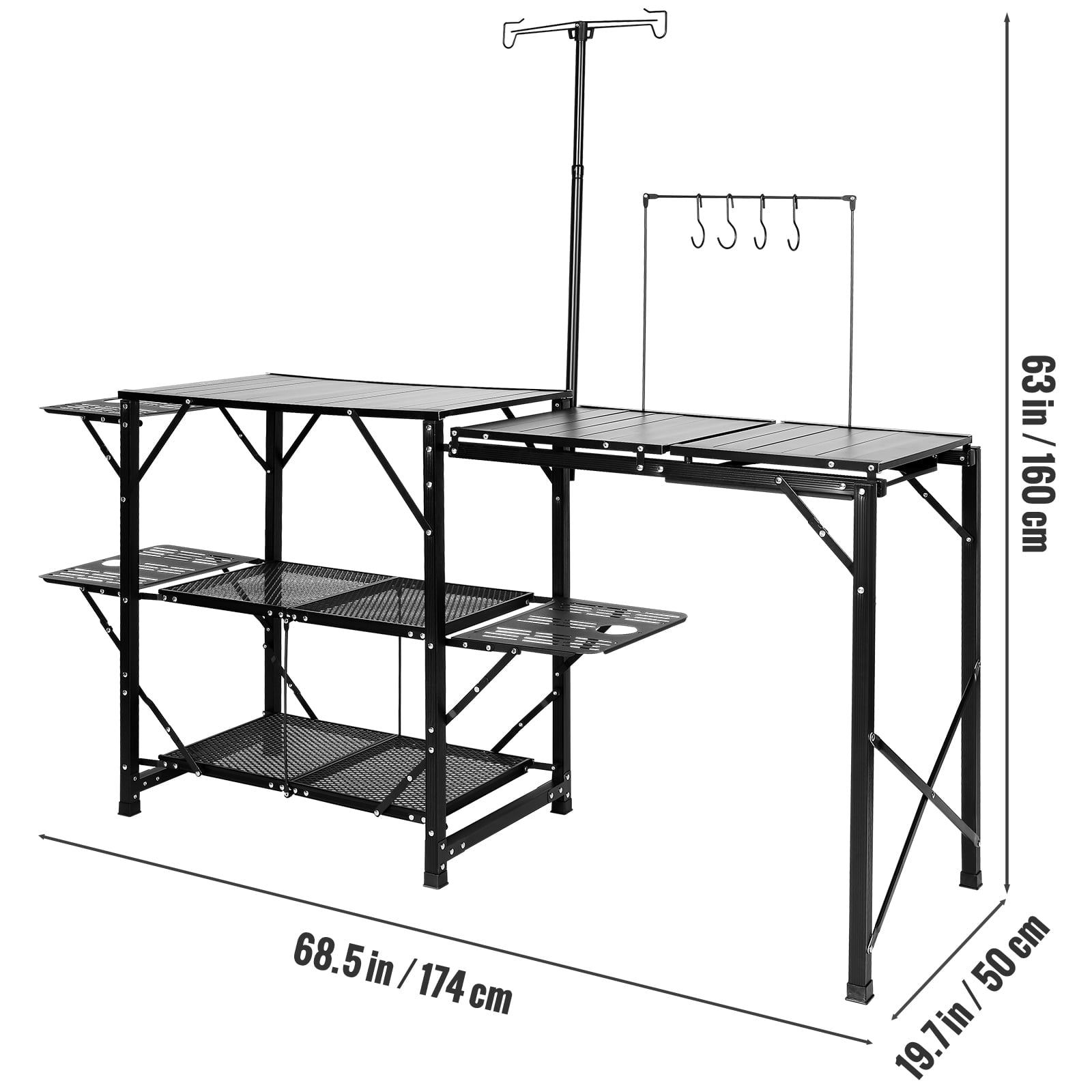 Camping Kitchen Table Folding Portable Cook Station Tables Shelves & A Sink