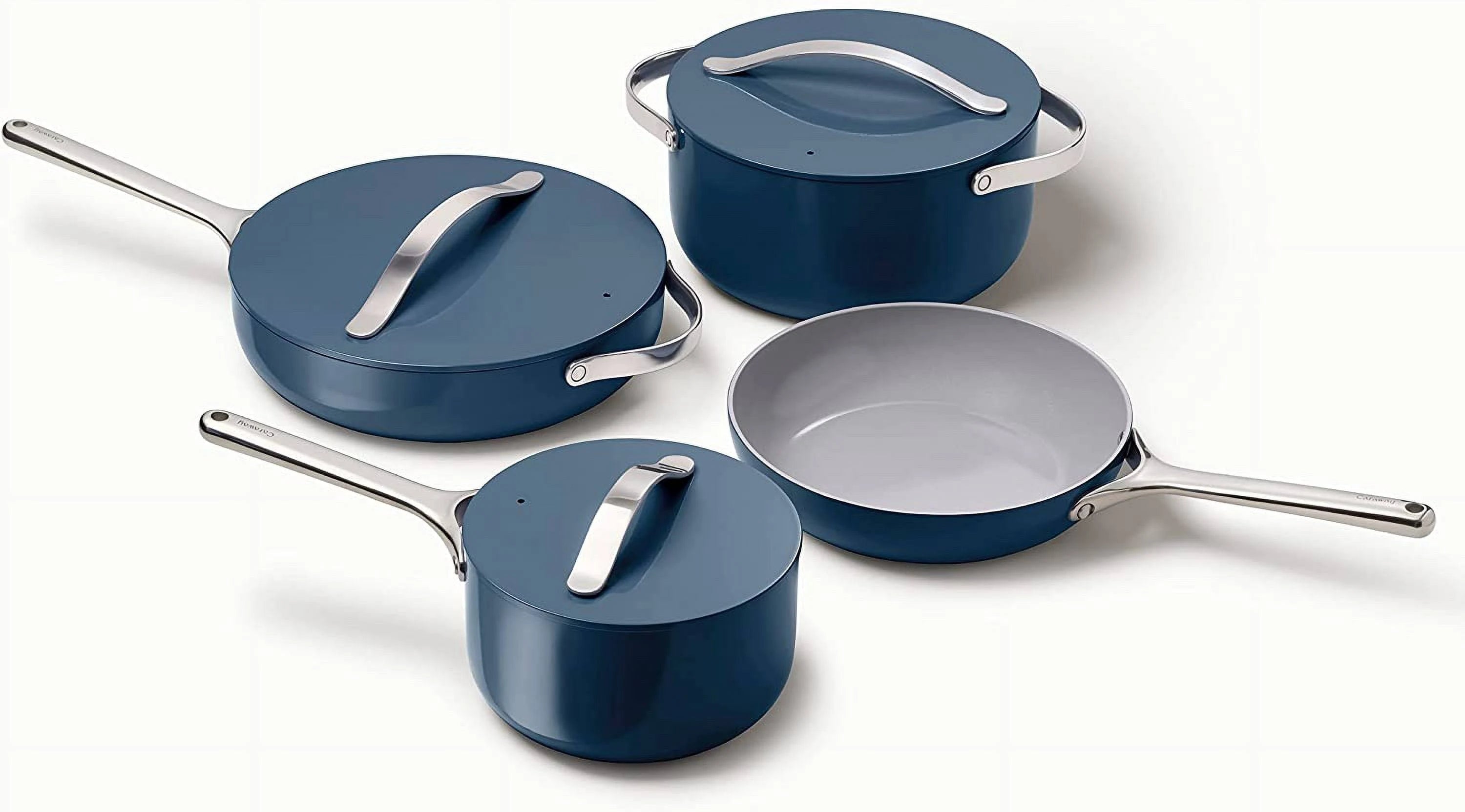 Caraway Nonstick Ceramic Cookware Set (12 Piece) Pots Pans Lids and Kitchen Storage Non Toxic PTFE & PFOA Free Oven Safe & Compatible