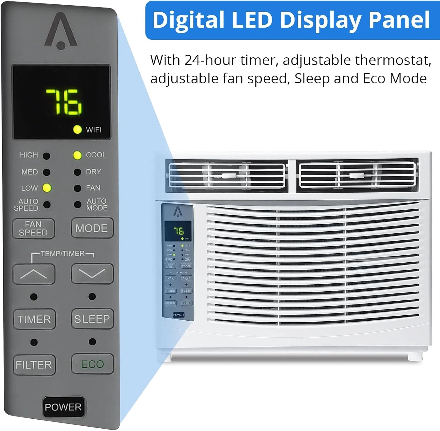GAOMON Smart 6000 BTU Window Air Conditioner WiFi Enabled AC with Remote & App Control, Timer, Sleep Mode, Easy Install Kit, Cools Rooms up to 350