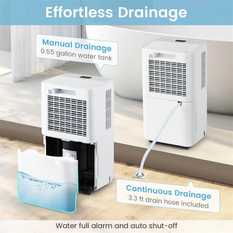 32 Pint Dehumidifier with 3.3FT Drain Hose, 24H Timer & 3 Color Indicator, 2000 sq ft Portable Dehumidifier for Basement, Bedroom, Bathroom