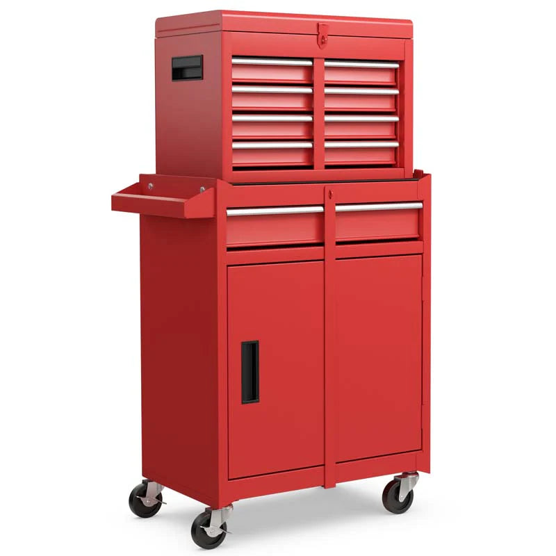 2 in 1 Rolling Tool Chest, 5-Drawer Tool Storage Cabinet with Wheels, Adjustable Shelf, Tool Box Organizer for Garage Warehouse Workshop